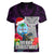 Guam Christmas Women V Neck T Shirt Santa Gift Latte Stone and Sea Turle Mix Hibiscus Chamorro Pink Style LT03