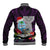 Custom Guam Christmas Baseball Jacket Santa Gift Latte Stone and Sea Turle Mix Hibiscus Chamorro Pink Style LT03
