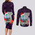 Custom Guam Christmas Couples Matching Long Sleeve Bodycon Dress and Long Sleeve Button Shirt Santa Gift Latte Stone and Sea Turle Mix Hibiscus Chamorro Pink Style LT03