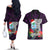 Custom Guam Christmas Couples Matching Off The Shoulder Long Sleeve Dress and Hawaiian Shirt Santa Gift Latte Stone and Sea Turle Mix Hibiscus Chamorro Pink Style LT03