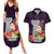 Custom Guam Christmas Couples Matching Summer Maxi Dress and Hawaiian Shirt Santa Gift Latte Stone and Sea Turle Mix Hibiscus Chamorro Pink Style LT03