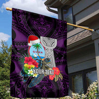 Custom Guam Christmas Garden Flag Santa Gift Latte Stone and Sea Turle Mix Hibiscus Chamorro Pink Style LT03