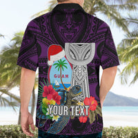 Custom Guam Christmas Hawaiian Shirt Santa Gift Latte Stone and Sea Turle Mix Hibiscus Chamorro Pink Style LT03