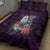 Custom Guam Christmas Quilt Bed Set Santa Gift Latte Stone and Sea Turle Mix Hibiscus Chamorro Pink Style LT03