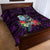 Custom Guam Christmas Quilt Bed Set Santa Gift Latte Stone and Sea Turle Mix Hibiscus Chamorro Pink Style LT03