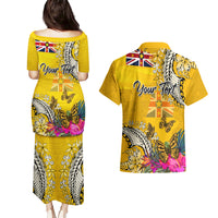 Niue Waitangi Couples Matching Puletasi and Hawaiian Shirt Tropical Flower Tapa Pattern LT03 - Polynesian Pride