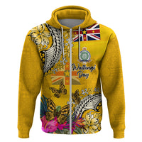 Niue Waitangi Hoodie Tropical Flower Tapa Pattern LT03 Zip Hoodie Yellow - Polynesian Pride
