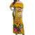 Niue Waitangi Off Shoulder Maxi Dress Tropical Flower Tapa Pattern LT03 Women Yellow - Polynesian Pride