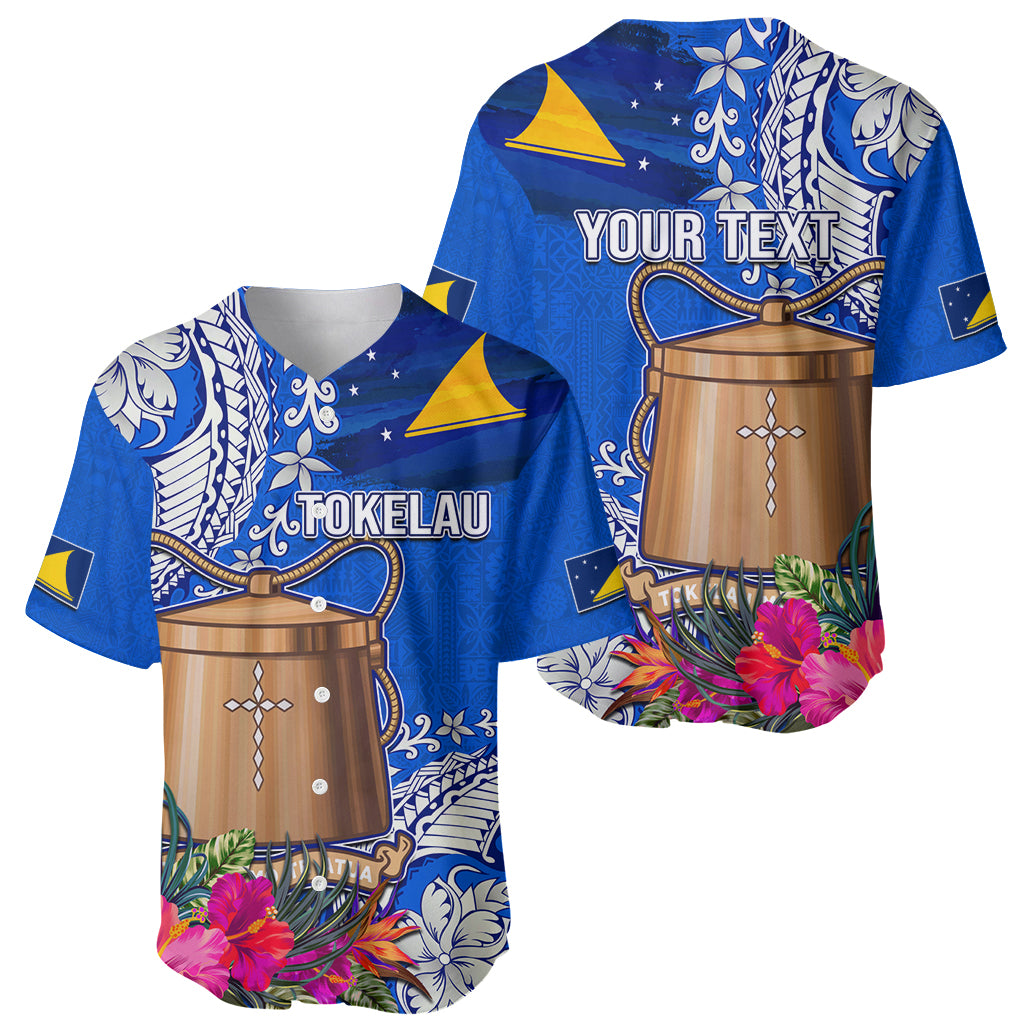 Tokelau Waitangi Baseball Jersey Tropical Flower Tapa Pattern LT03 - Polynesian Pride