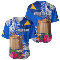Tokelau Waitangi Baseball Jersey Tropical Flower Tapa Pattern LT03 - Polynesian Pride