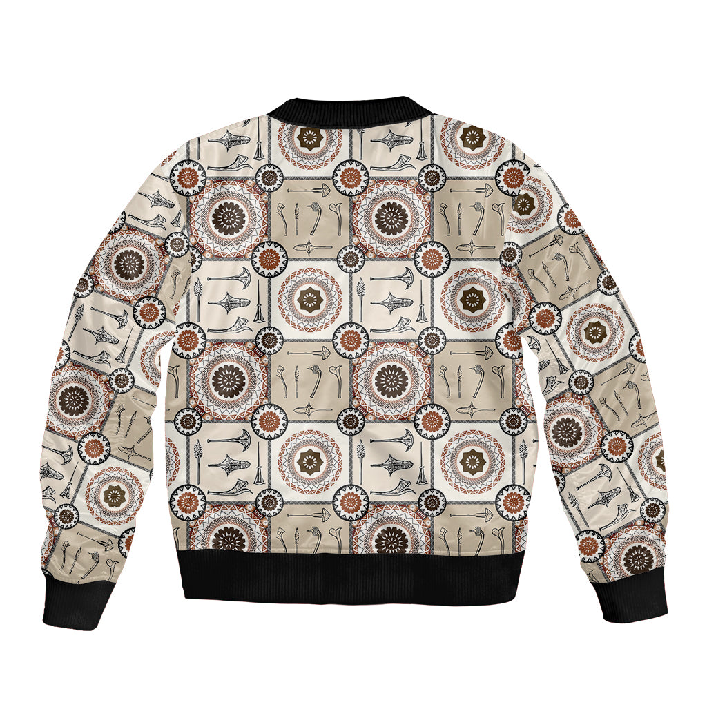Tukenny Pattern Fijian War Clubs Bomber Jacket LT03 - Polynesian Pride