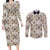 Tukenny Pattern Fijian War Clubs Couples Matching Long Sleeve Bodycon Dress and Long Sleeve Button Shirt LT03 Beige - Polynesian Pride