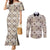 Tukenny Pattern Fijian War Clubs Couples Matching Mermaid Dress and Long Sleeve Button Shirt LT03 Beige - Polynesian Pride