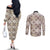 Tukenny Pattern Fijian War Clubs Couples Matching Off The Shoulder Long Sleeve Dress and Long Sleeve Button Shirt LT03 - Polynesian Pride