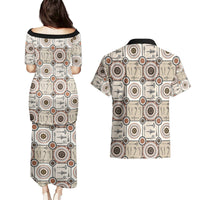 Tukenny Pattern Fijian War Clubs Couples Matching Puletasi and Hawaiian Shirt LT03 - Polynesian Pride