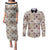 Tukenny Pattern Fijian War Clubs Couples Matching Puletasi and Long Sleeve Button Shirt LT03 Beige - Polynesian Pride