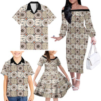 Tukenny Pattern Fijian War Clubs Family Matching Off Shoulder Long Sleeve Dress and Hawaiian Shirt LT03 - Polynesian Pride