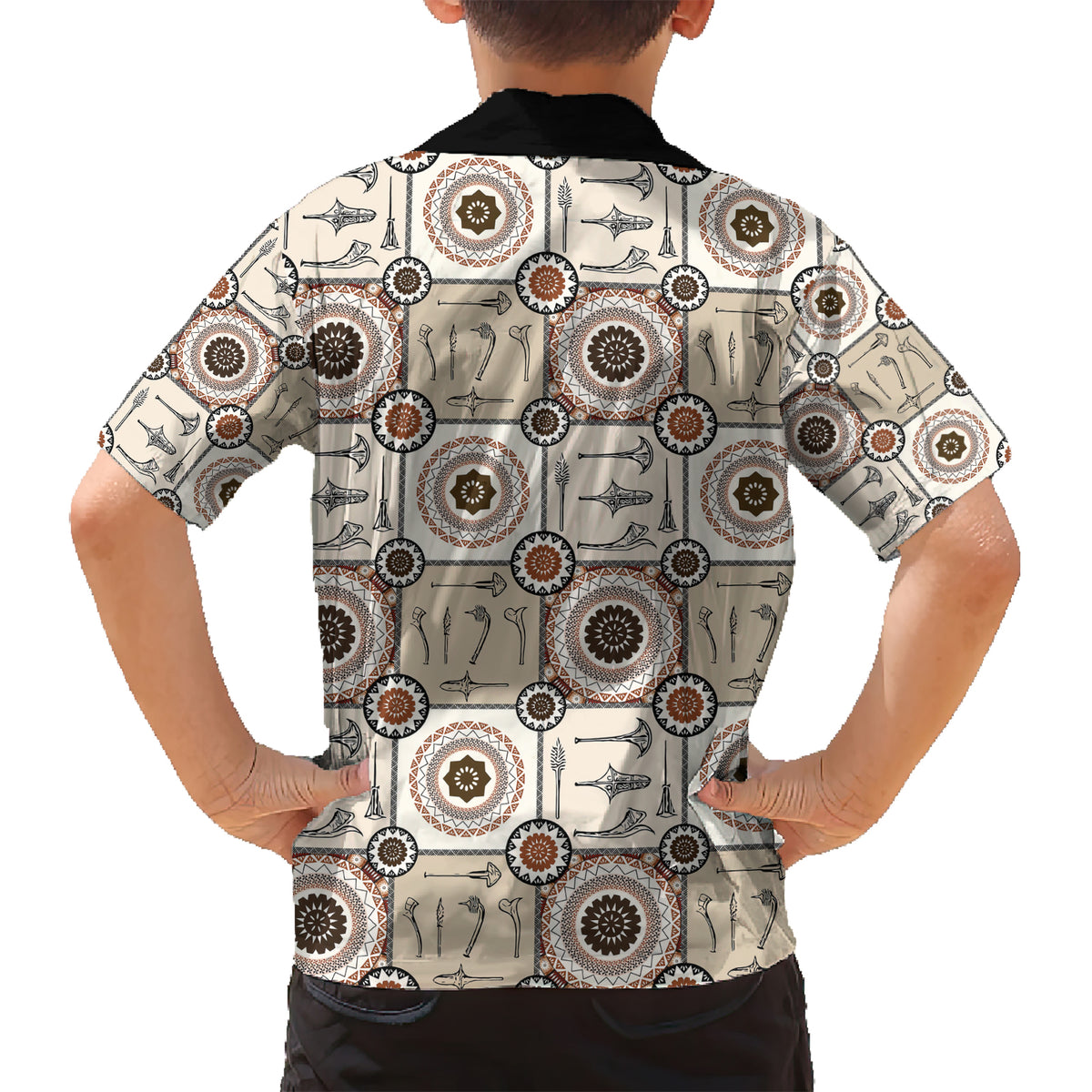 Tukenny Pattern Fijian War Clubs Kid Hawaiian Shirt LT03 - Polynesian Pride