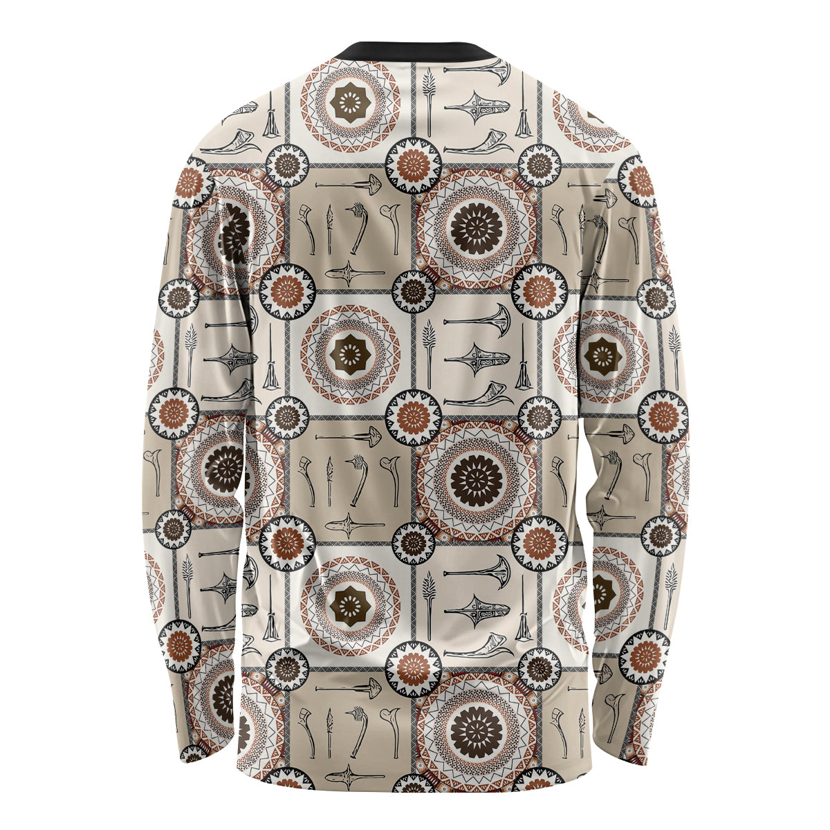 Tukenny Pattern Fijian War Clubs Long Sleeve Shirt LT03 - Polynesian Pride
