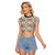 Tukenny Pattern Fijian War Clubs Raglan Cropped T Shirt LT03 Female Beige - Polynesian Pride