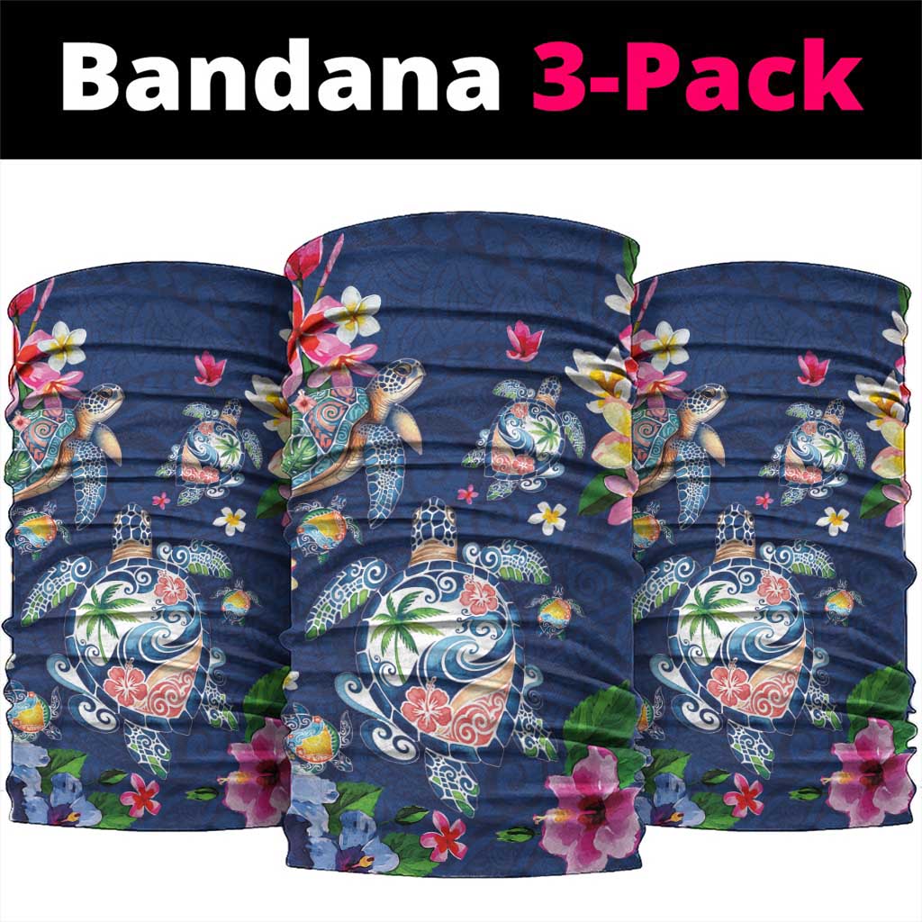 Hawaiian Turtles and Tropical Plants Neck Gaiter Blue Watercolor