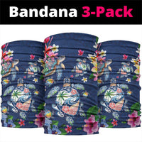 Hawaiian Turtles and Tropical Plants Neck Gaiter Blue Watercolor