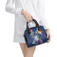 Hawaiian Turtles and Tropical Plants Shoulder Handbag Blue Watercolor LT03 - Polynesian Pride