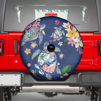 Hawaiian Turtles and Tropical Plants Spare Tire Cover Blue Watercolor LT03 - Polynesian Pride