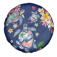 Hawaiian Turtles and Tropical Plants Spare Tire Cover Blue Watercolor LT03 - Polynesian Pride