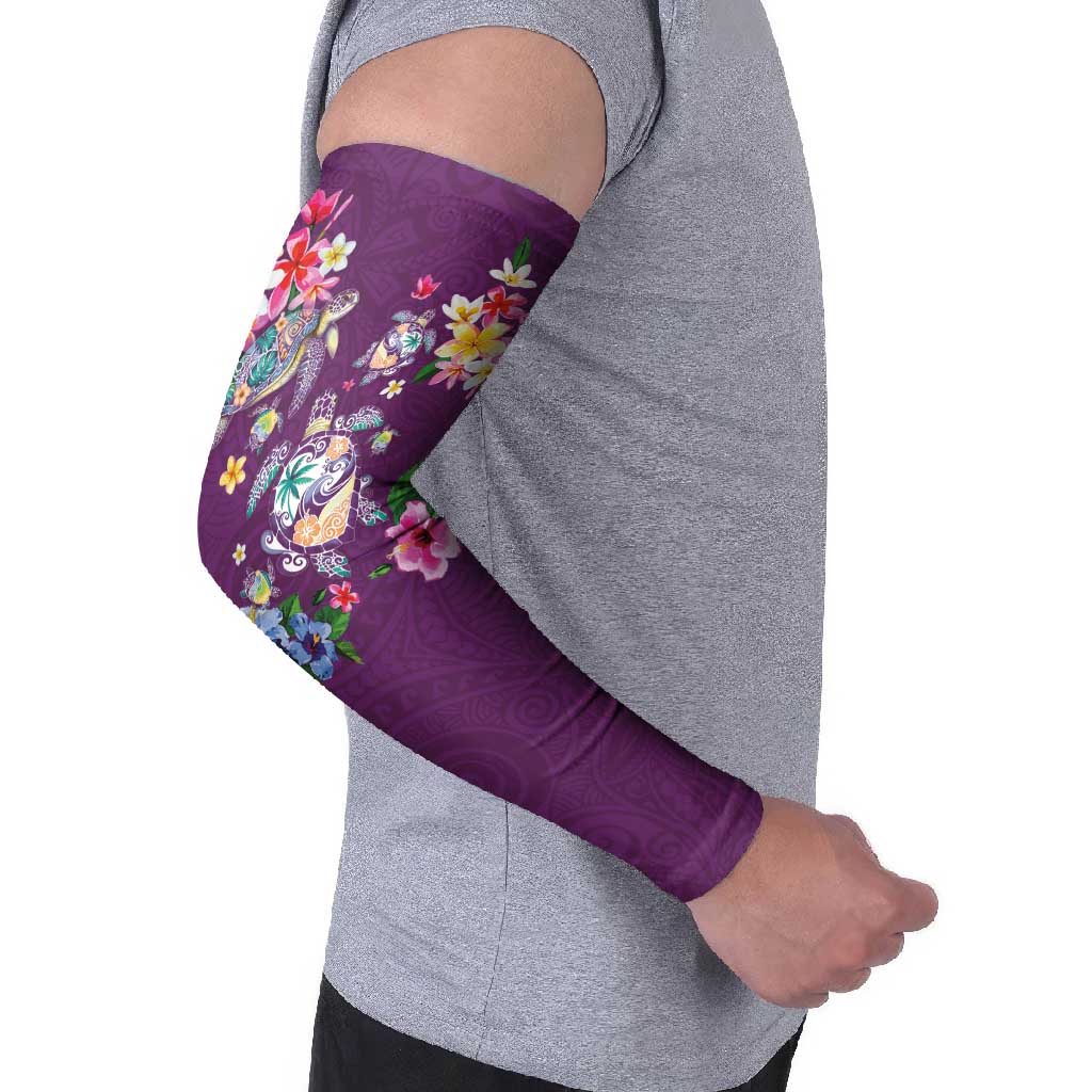 Hawaiian Turtles and Tropical Plants Arm Sleeves Purple Watercolor LT03 - Polynesian Pride