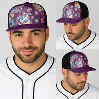 Hawaiian Turtles and Tropical Plants Baseball Net Cap Purple Watercolor LT03 - Polynesian Pride