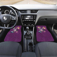 Hawaiian Turtles and Tropical Plants Car Mats Purple Watercolor