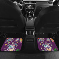 Hawaiian Turtles and Tropical Plants Car Mats Purple Watercolor