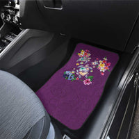 Hawaiian Turtles and Tropical Plants Car Mats Purple Watercolor