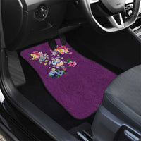 Hawaiian Turtles and Tropical Plants Car Mats Purple Watercolor