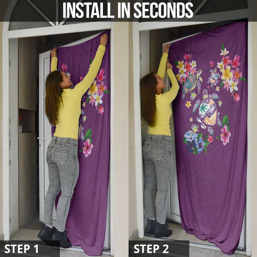 Hawaiian Turtles and Tropical Plants Door Cover Purple Watercolor LT03 - Polynesian Pride