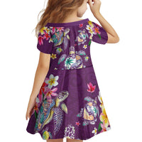 Hawaiian Turtles and Tropical Plants Family Matching Mermaid Dress and Hawaiian Shirt Purple Watercolor