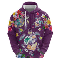 Hawaiian Turtles and Tropical Plants Hoodie Purple Watercolor LT03 - Polynesian Pride