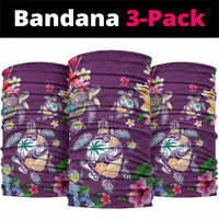 Hawaiian Turtles and Tropical Plants Neck Gaiter Purple Watercolor