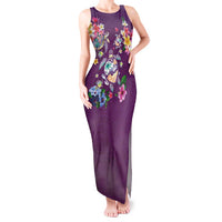 Hawaiian Turtles and Tropical Plants Tank Maxi Dress Purple Watercolor LT03 Women Purple - Polynesian Pride