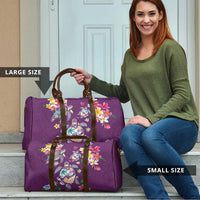 Hawaiian Turtles and Tropical Plants Travel Bag Purple Watercolor