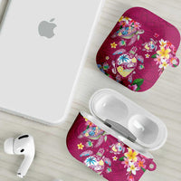 Hawaiian Turtles and Tropical Plants AirPods Case Pink Watercolor