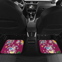 Hawaiian Turtles and Tropical Plants Car Mats Pink Watercolor