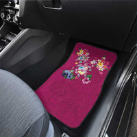 Hawaiian Turtles and Tropical Plants Car Mats Pink Watercolor