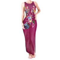 Hawaiian Turtles and Tropical Plants Tank Maxi Dress Pink Watercolor LT03 Women Pink - Polynesian Pride