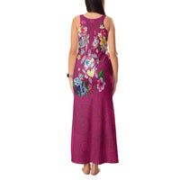 Hawaiian Turtles and Tropical Plants Tank Maxi Dress Pink Watercolor LT03 - Polynesian Pride