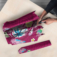 Hawaiian Turtles and Tropical Plants Umbrella Pink Watercolor