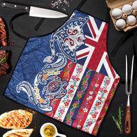 Hawaiian Manta Ray and Turtle Tribal Tattoo Apron With Hawaii Flag and Flowers