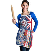 Hawaiian Manta Ray and Turtle Tribal Tattoo Apron With Hawaii Flag and Flowers