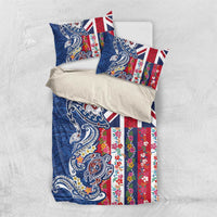 Hawaiian Manta Ray and Turtle Tribal Tattoo Bedding Set With Hawaii Flag and Flowers LT03 US Twin 172cm x 218cm Multicolor - Polynesian Pride